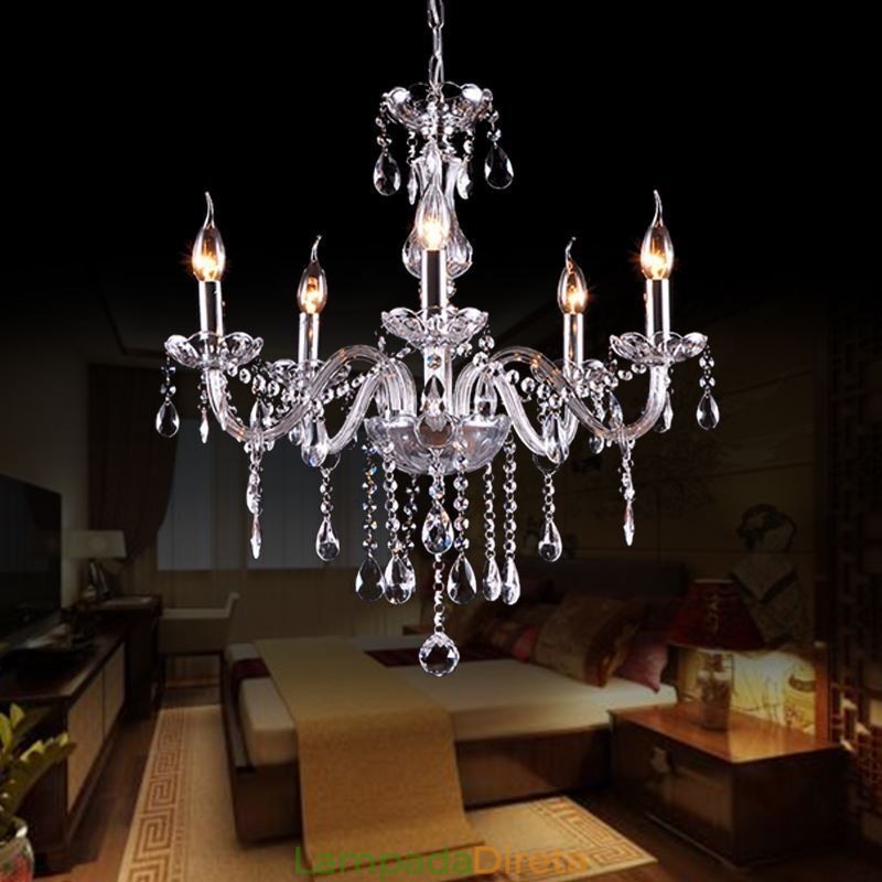 Lustre de cristal elegante moderno europeu pingente de luz