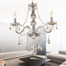 Lustre de cristal europeu cor conhaque vidro pingente luz