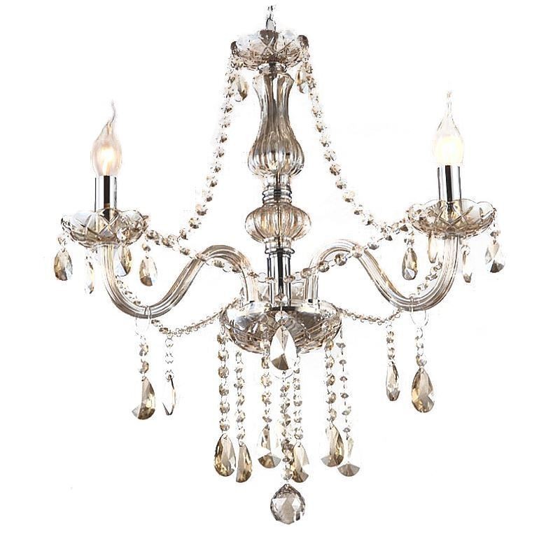 Lustre de cristal europeu cor conhaque vidro pingente luz