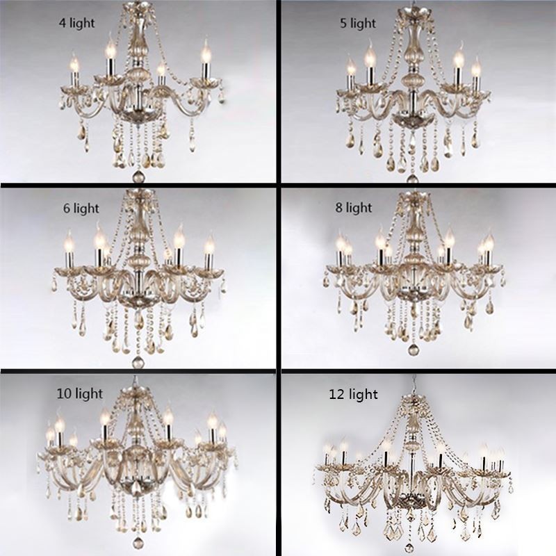 Lustre de cristal europeu cor conhaque vidro pingente luz