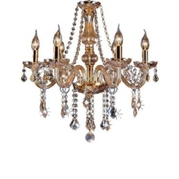 Lustre de cristal europeu de luxo cor âmbar luz pendente