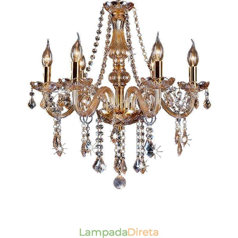 Lustre de cristal europeu de luxo cor âmbar luz pendente