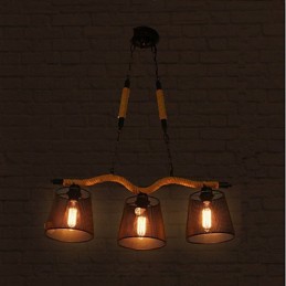 Lustre de corda retrô criativo com três cabeças pastorais