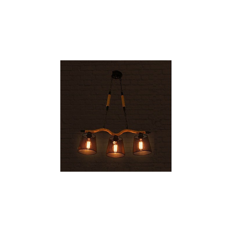 Lustre de corda retrô criativo com três cabeças pastorais