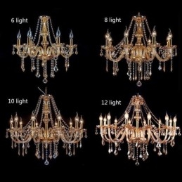 Lustre de cristal europeu de luxo cor âmbar luz pendente