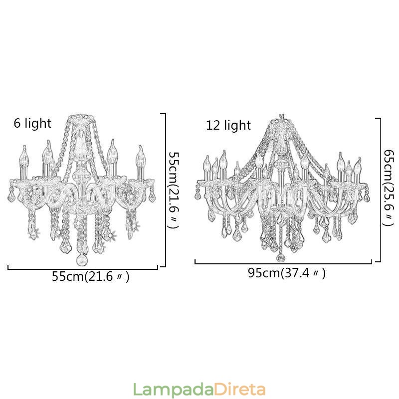 Lustre de cristal europeu de luxo cor âmbar luz pendente