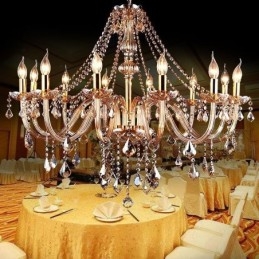 Lustre de cristal europeu de luxo cor âmbar luz pendente