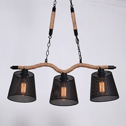 Lustre de corda retrô criativo com três cabeças pastorais