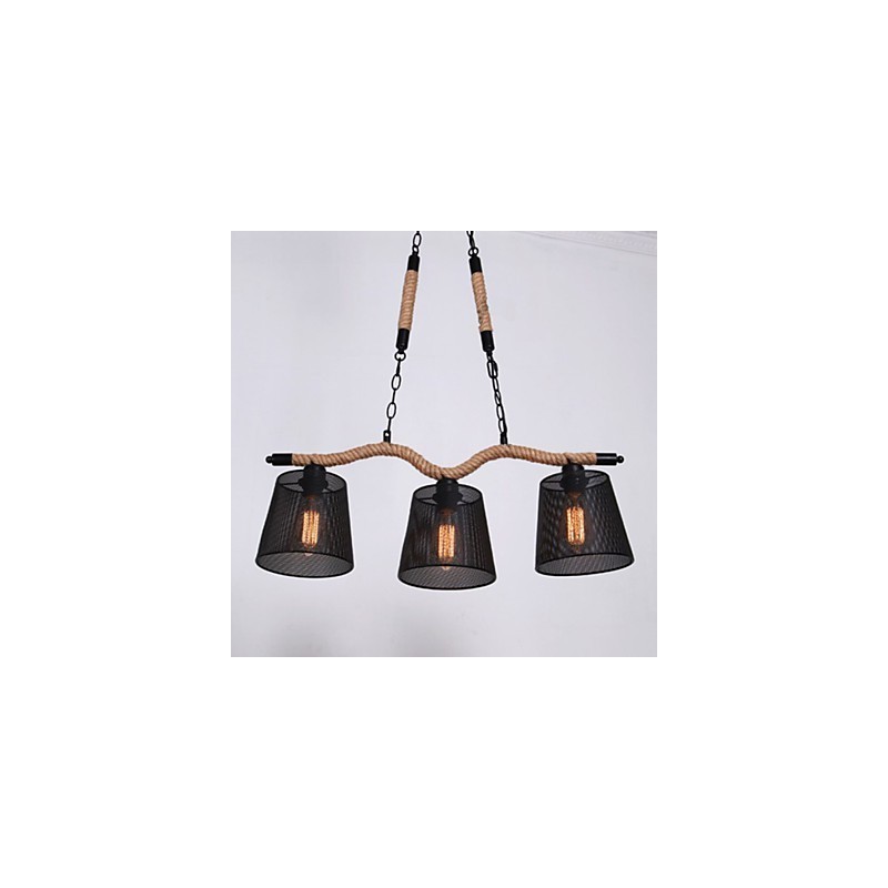 Lustre de corda retrô criativo com três cabeças pastorais