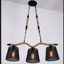 Lustre de corda retrô criativo com três cabeças pastorais