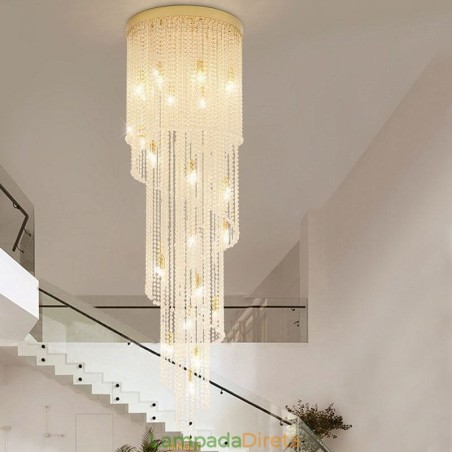 Lustre de cristal moderno, escada de luxo, luz de teto de cristal com 19 luzes Lustre de cristal moderno, escada de luxo, luz de teto de cristal com 19 luzes