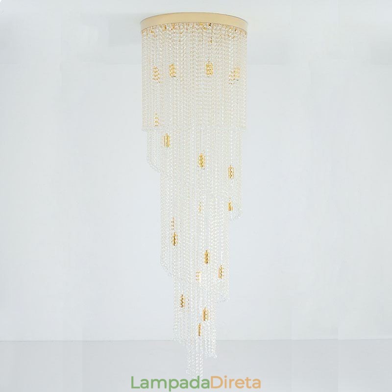 Lustre de cristal moderno, escada de luxo, luz de teto de cristal com 19 luzes