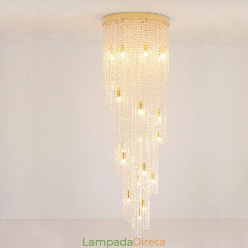 Lustre de cristal moderno, escada de luxo, luz de teto de cristal com 19 luzes