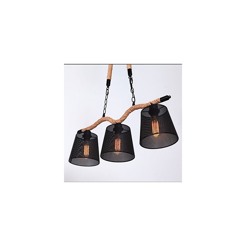 Lustre de corda retrô criativo com três cabeças pastorais