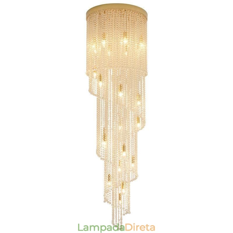 Lustre de cristal moderno, escada de luxo, luz de teto de cristal com 19 luzes