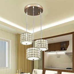 Luminária pendente de cristal com 3 luzes, droplight