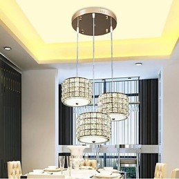 Luminária pendente de cristal com 3 luzes, droplight