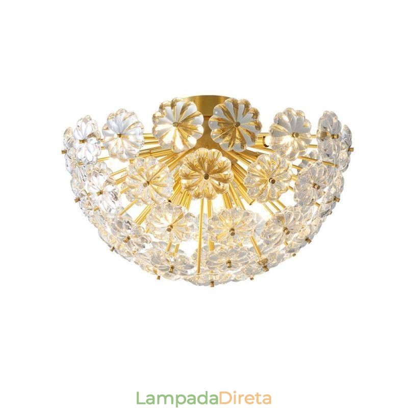 Luminária de teto em forma de flor decorativa moderna de vidro semicircular embutida
