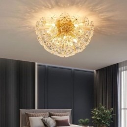 Luminária de teto em forma de flor decorativa moderna de vidro semicircular embutida