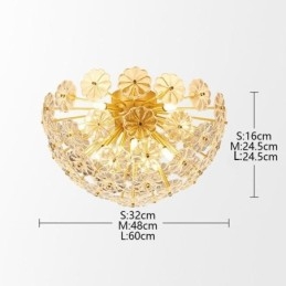 Luminária de teto em forma de flor decorativa moderna de vidro semicircular embutida