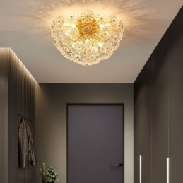 Luminária de teto em forma de flor decorativa moderna de vidro semicircular embutida