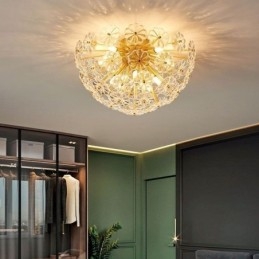 Luminária de teto em forma de flor decorativa moderna de vidro semicircular embutida