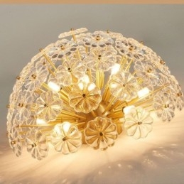 Luminária de teto em forma de flor decorativa moderna de vidro semicircular embutida