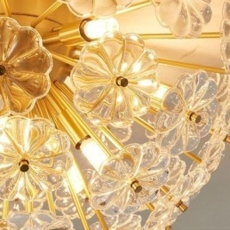 Luminária de teto em forma de flor decorativa moderna de vidro semicircular embutida
