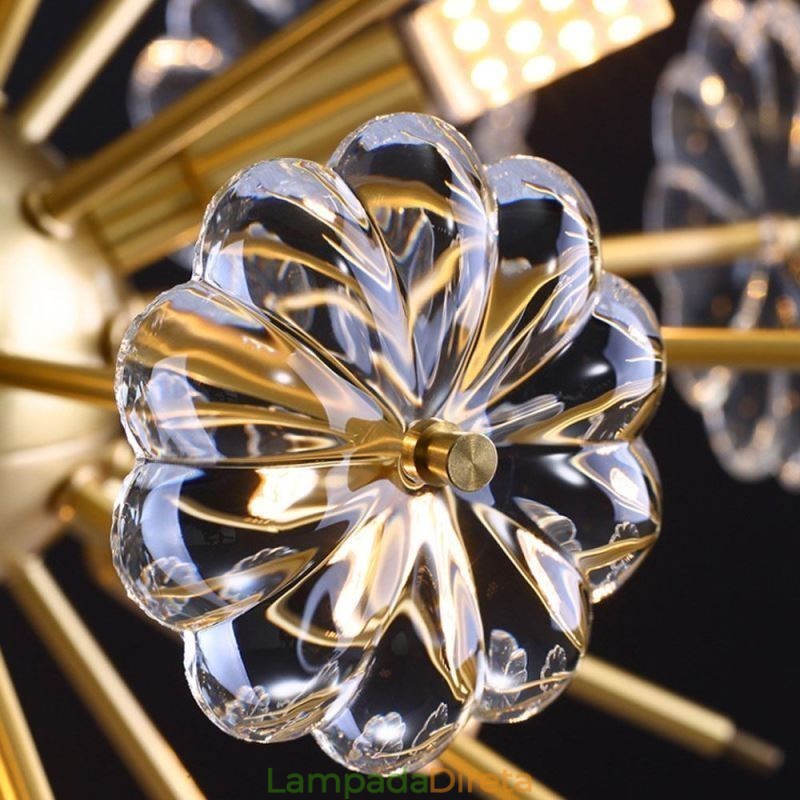 Luminária de teto em forma de flor decorativa moderna de vidro semicircular embutida