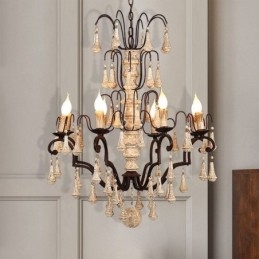 Lustre Pendente de Madeira Estilo Retro Elegante