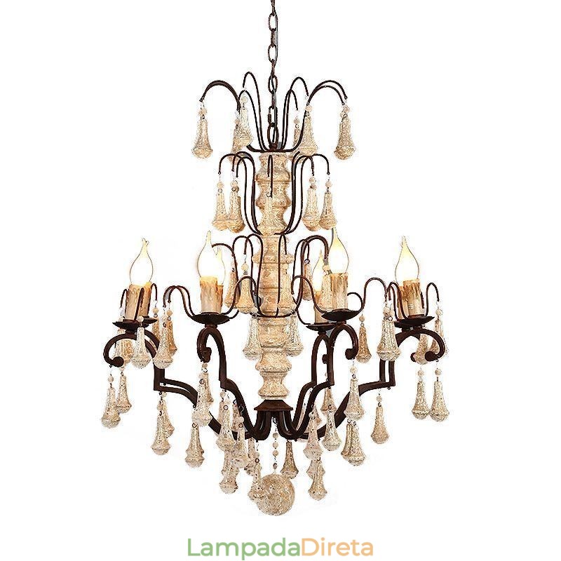 Lustre Pendente de Madeira Estilo Retro Elegante