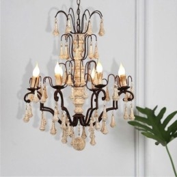 Lustre Pendente de Madeira Estilo Retro Elegante