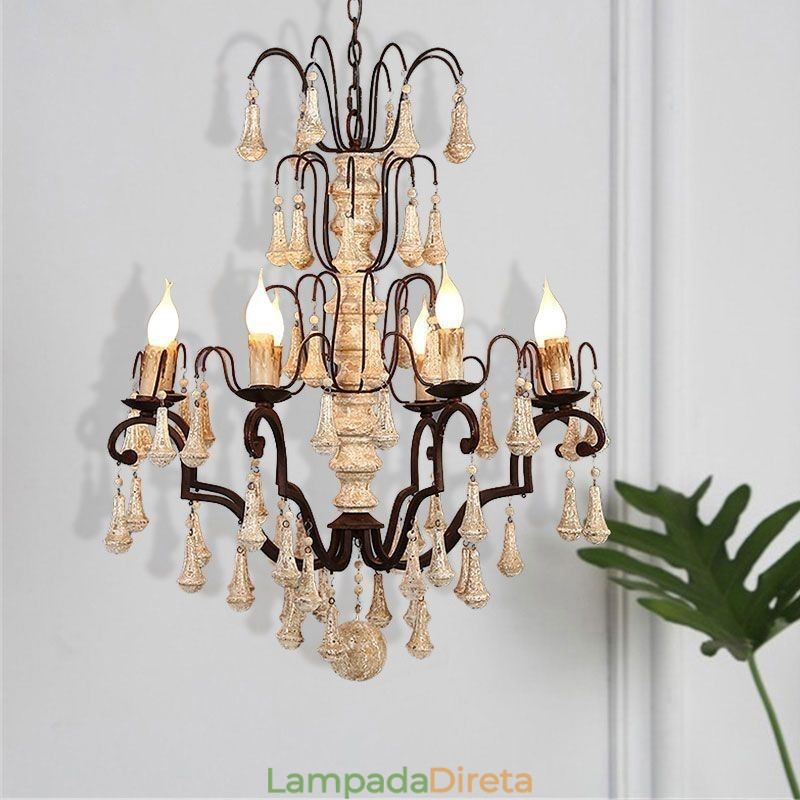 Lustre Pendente de Madeira Estilo Retro Elegante