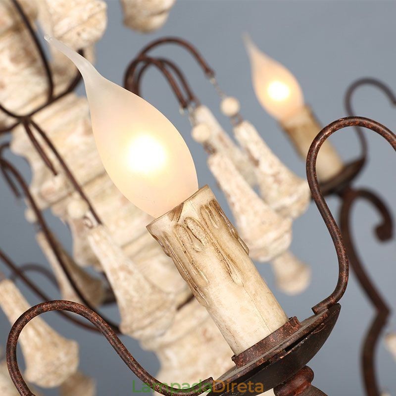 Lustre Pendente de Madeira Estilo Retro Elegante