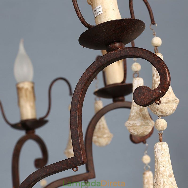 Lustre Pendente de Madeira Estilo Retro Elegante