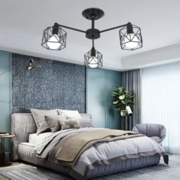 Luminária pendente moderna de gaiola para pássaros, ferro, iluminação decorativa