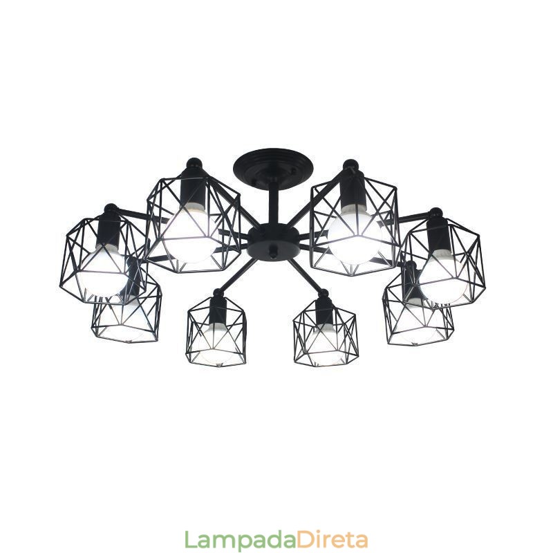 Luminária pendente moderna de gaiola para pássaros, ferro, iluminação decorativa