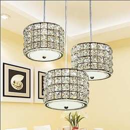 Luminária pendente de cristal com 3 luzes, droplight