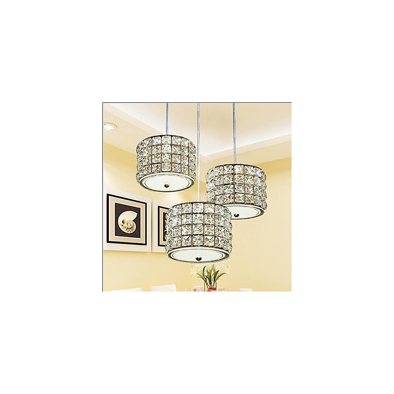 Luminária pendente de cristal com 3 luzes, droplight