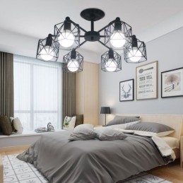 Luminária pendente moderna de gaiola para pássaros, ferro, iluminação decorativa