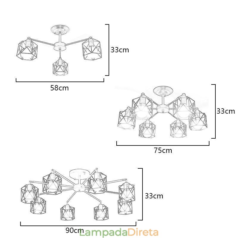 Luminária pendente moderna de gaiola para pássaros, ferro, iluminação decorativa