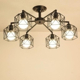 Luminária pendente moderna de gaiola para pássaros, ferro, iluminação decorativa
