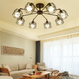 Luminária pendente moderna de gaiola para pássaros, ferro, iluminação decorativa
