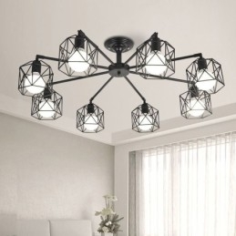Luminária pendente moderna de gaiola para pássaros, ferro, iluminação decorativa