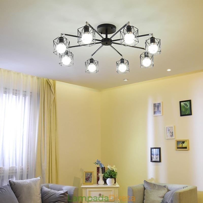 Luminária pendente moderna de gaiola para pássaros, ferro, iluminação decorativa