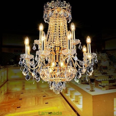 Lustre de cristal de luxo europeu Duplex luz pendente de escada