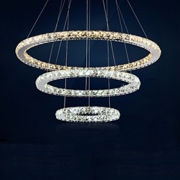 Luminárias pendentes âmbar e cristal K9 transparente Lustre de iluminação com 3 anéis