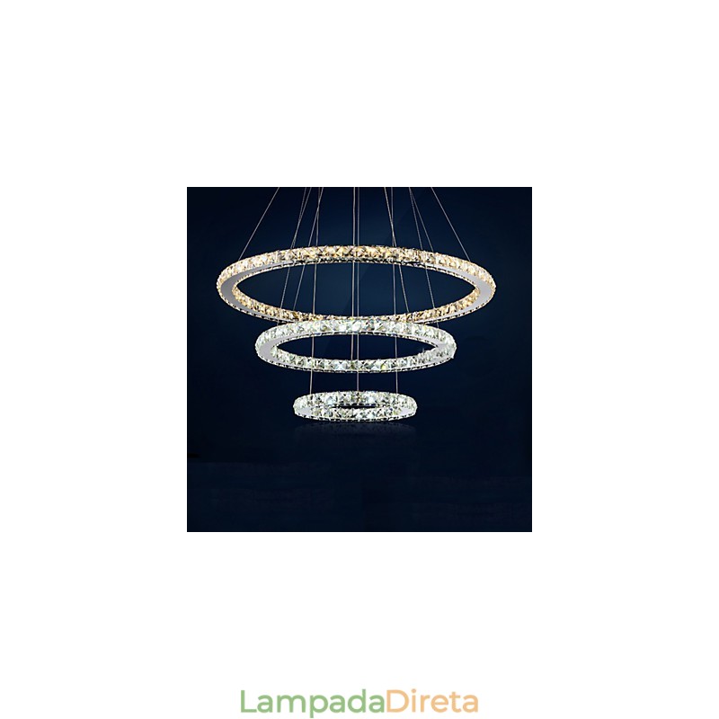 Luminárias pendentes âmbar e cristal K9 transparente Lustre de iluminação com 3 anéis