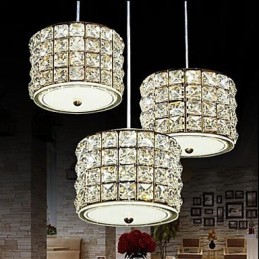 Luminária pendente de cristal com 3 luzes, droplight
