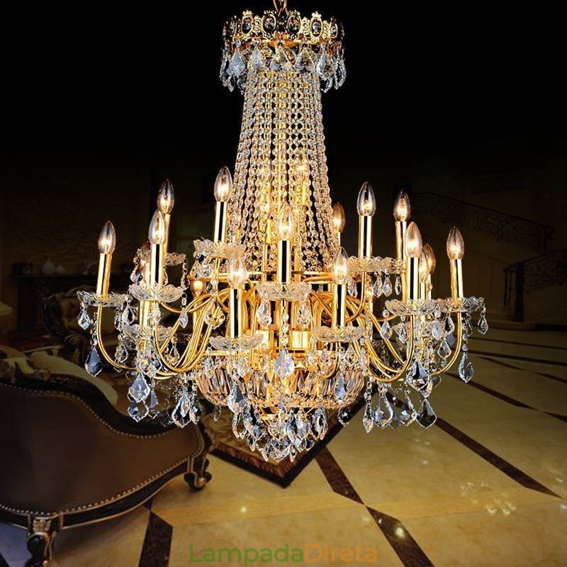 Lustre de cristal de luxo europeu Duplex luz pendente de escada